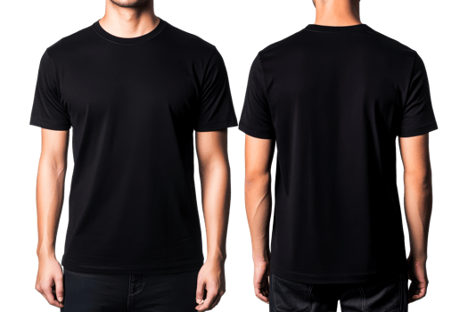 Black t-shirt model front and back mockup, apparel, clothing, cut out transparent png