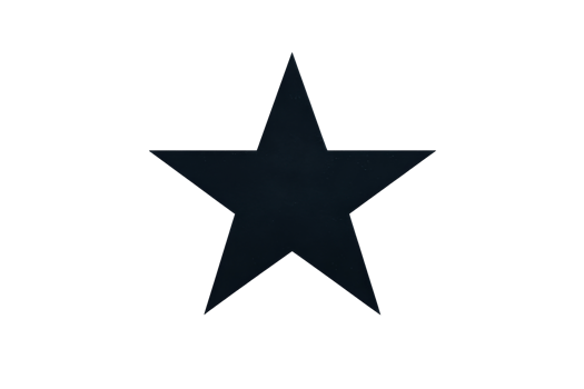 Dark blue five pointed star on black background , cut out transparent png