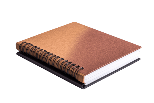 Elegant spiral notebook with a textured cover and a clean design png