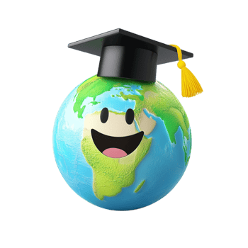 Smiling Globe with Graduation Cap Representing Education and Knowledge png