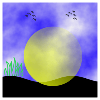 Sunset Landscape with Birds and Grass png
