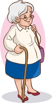 Illustration of an Old Woman Holding a Cane vector