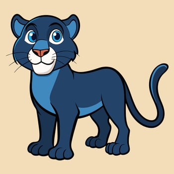 Cartoon Style Blue Panther Illustration vector
