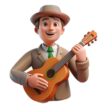dramatic abstract Musician with guitar, musical portrait, premium png