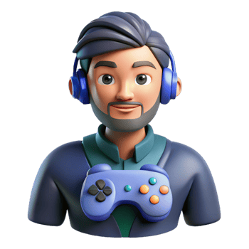 serene traditional Gamer with controller, gaming portrait, exclusive png