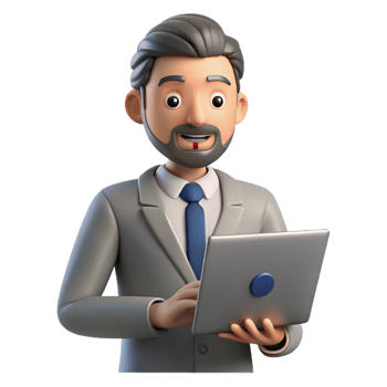 serene contemporary Programmer with laptop, technology portrait, authentic png