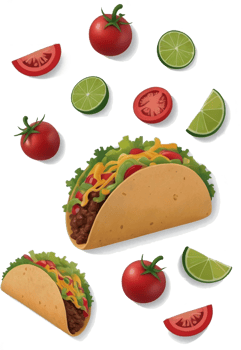 taco with meat, tomatoes and lime slices png