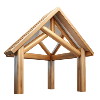 beautiful artistic Roof truss, wooden, traditional construction, detailed png