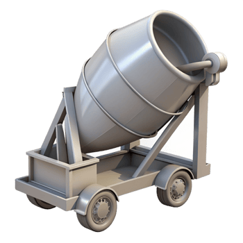 vibrant rustic Concrete mixer truck chute, metal, industrial, professional png