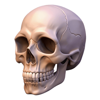 extraordinary minimalist A detailed, anatomical human skull, authentic png