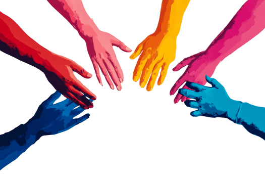 Diverse hands uniting, cooperation teamwork, collaborative efforts, reaching hands, cut out transparent png