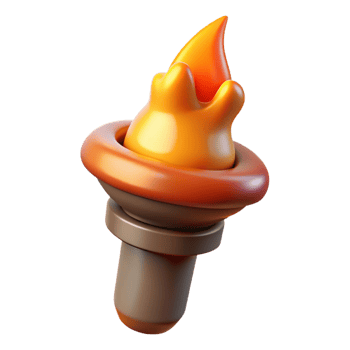 vibrant rustic A stylized, burning torch with dripping wax, 4K png