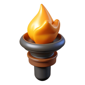 serene contemporary A stylized, burning torch with dripping wax, authentic png