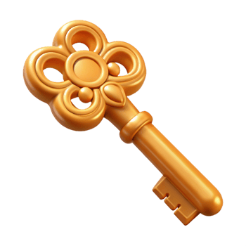 stunning minimalist A single, realistic key with intricate carvings, high quality png