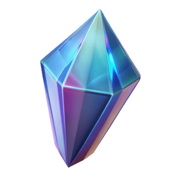 dramatic artistic A stylized, glowing crystal shard with sharp edges, premium png