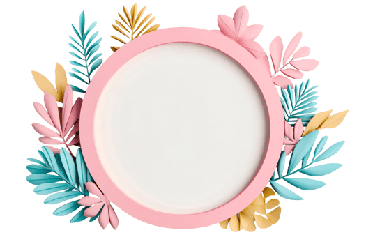 Floral Circle Frame in Pastel Colors, Isolated Decoration, cut out transparent png