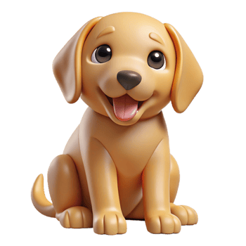 dramatic artistic A playful golden retriever puppy, sitting, tilting its head premium png