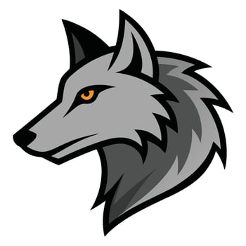 A wolf head with orange eyes on a white background vector