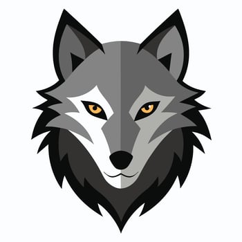 The wolf head is shown in a flat style vector