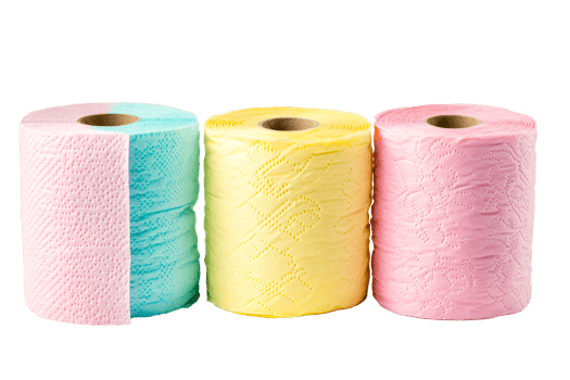 Multi-Colored Toilet Paper Rolls in Black Background, cut out transparent png