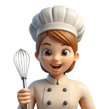 beautiful artistic Smiling female chef holding a whisk, 4K png