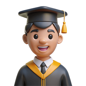 serene traditional Graduate in a cap and gown, exclusive png