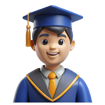vibrant minimalist Graduate in a cap and gown, authentic png
