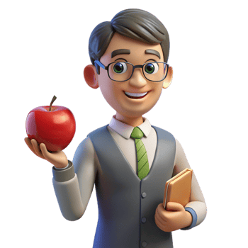 wonderful creative Teacher holding an apple, high resolution png