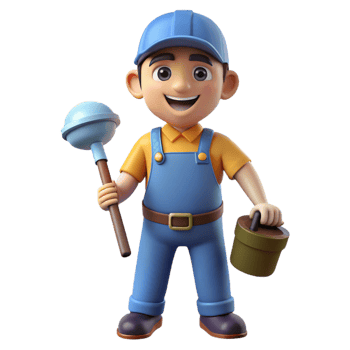 beautiful classic Plumber with a plunger, exclusive png