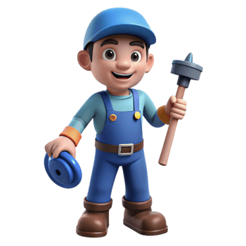 extraordinary traditional Plumber with a plunger, genuine png