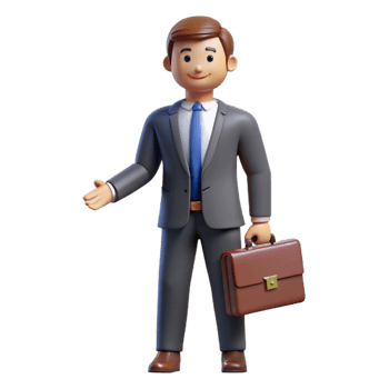 extraordinary artistic Lawyer in a suit holding a briefcase, authentic png
