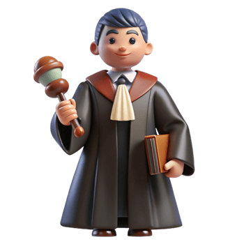 beautiful minimalist Judge in a robe and gavel, exclusive png