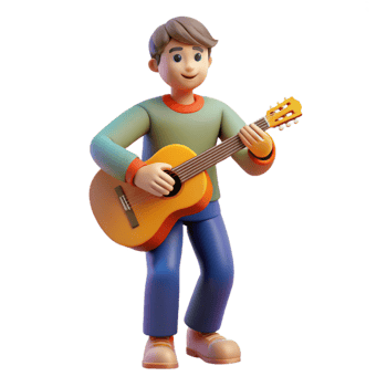 elegant abstract Musician playing a guitar, genuine png
