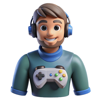 magnificent rustic Gamer with a controller, premium png