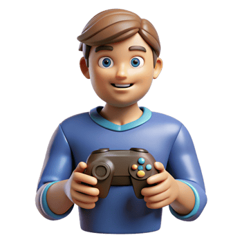 vibrant modern Gamer with a controller, professional png