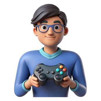 extraordinary artistic Gamer with a controller, high resolution png