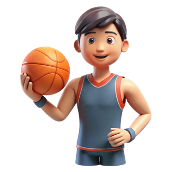magnificent modern Athlete holding a basketball, genuine png