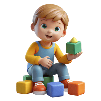 wonderful minimalist Toddler playing with blocks, original png