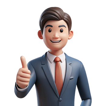 stunning minimalist Businessman in suit giving thumbs up, exclusive png