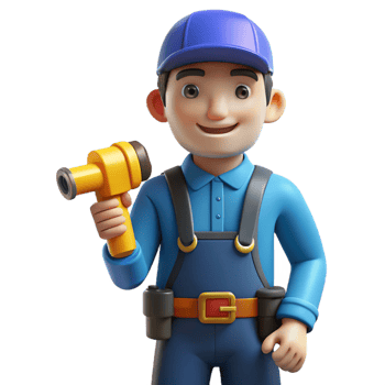 dramatic traditional Plumber with pipe wrench, authentic png
