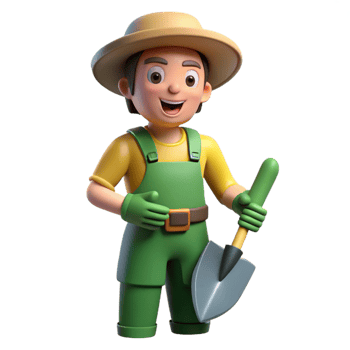 magnificent classic Gardener with trowel, high quality png