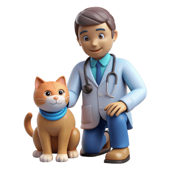 beautiful vintage Vet examining a cat, high resolution png