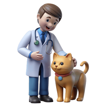 extraordinary traditional Vet examining a cat, 4K png
