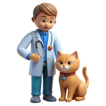vibrant creative Vet examining a cat, high resolution png