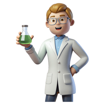 beautiful contemporary Scientist in lab coat holding beaker, genuine png