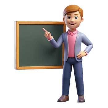 stunning contemporary Teacher pointing at chalkboard, genuine png