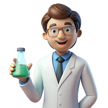 impressive artistic Scientist in lab coat holding beaker, 4K png