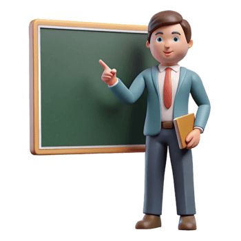 stunning modern Teacher pointing at chalkboard, authentic png