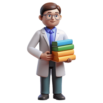 dramatic abstract Professor with stack of books, original png