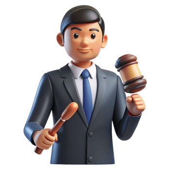 serene artistic Lawyer in suit holding gavel, authentic png